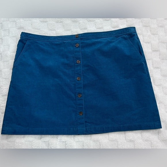 J. Crew Blue Button-Front Mini Skirt - Picture 2 of 13